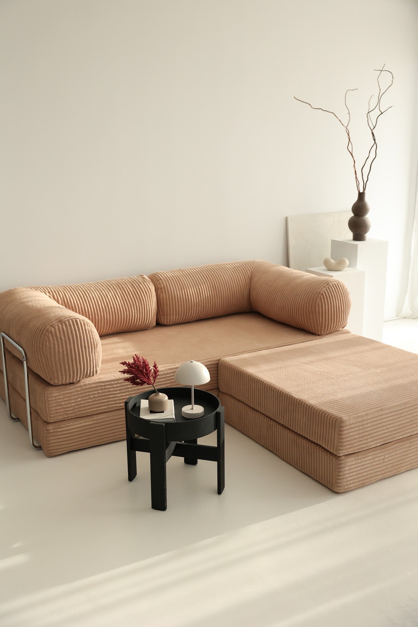 Divaanivuodesohva Valento Furniture Nook, 2-istuttava, ruskea sametti