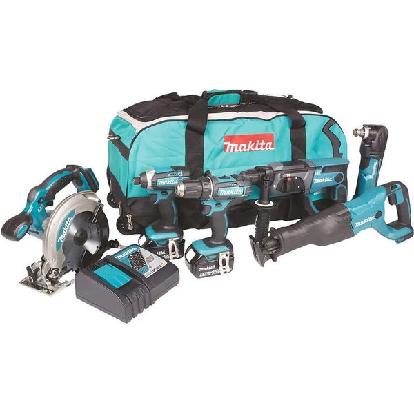 Akkukonesarja Makita LXT Combokit DLX6038T, 6 konetta, 18V, 3x5.0Ah akuilla