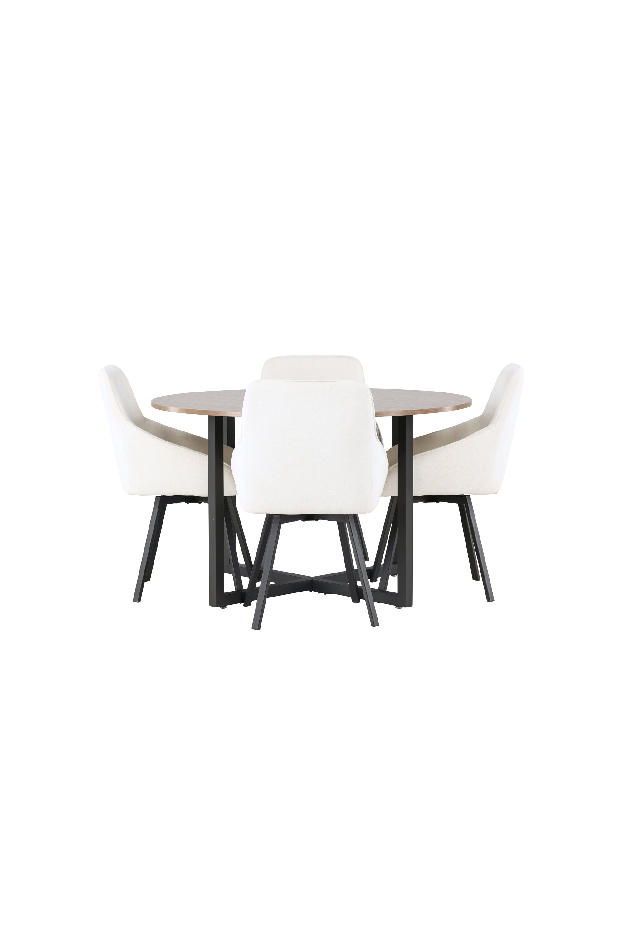 Ruokailuryhmä Venture Home Durango/Rosie, Ø120 cm pöytä + 4 tuolia, pähkinä/beige