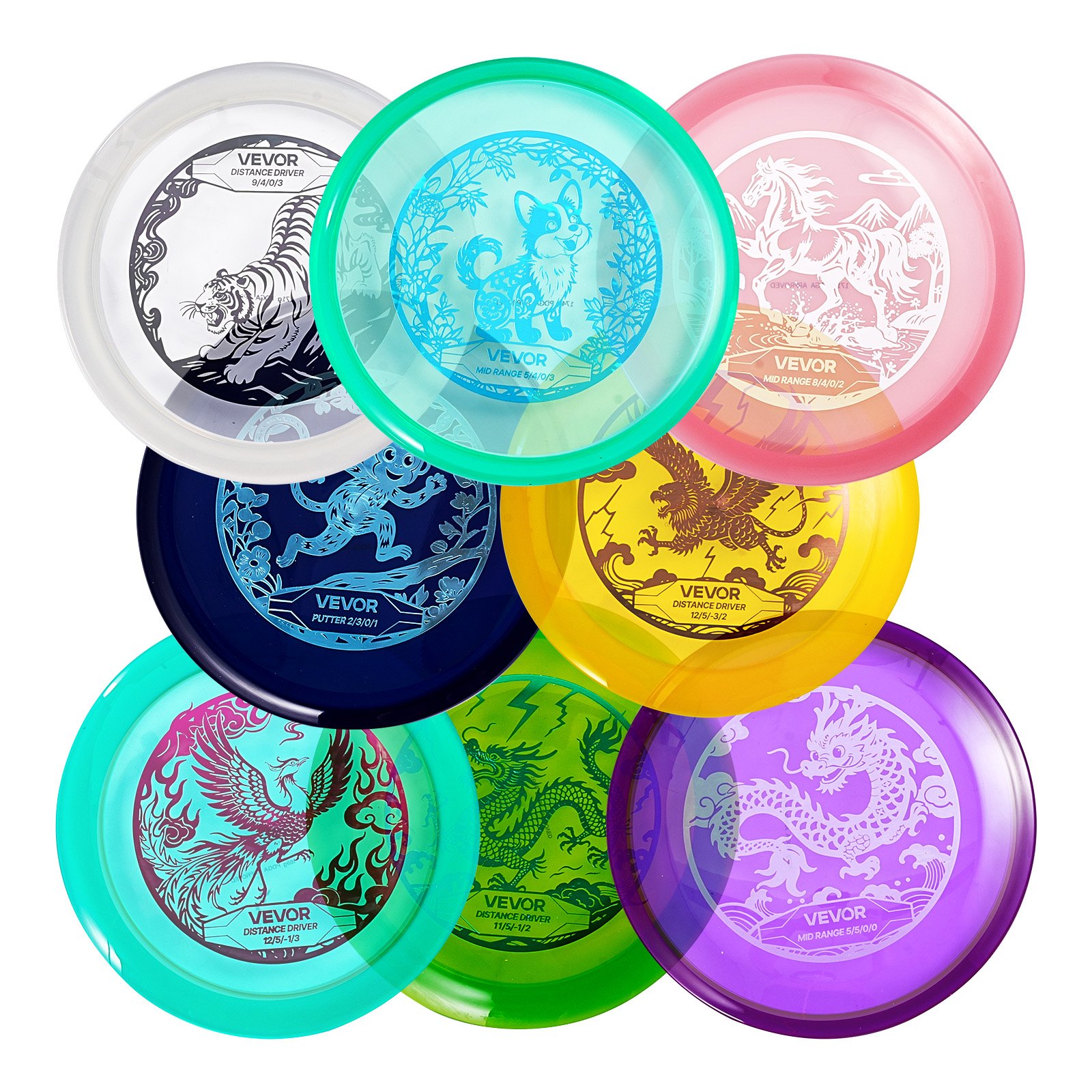 Frisbeegolfsetti North Craft, 8 kiekkoa, TPU-materiaali