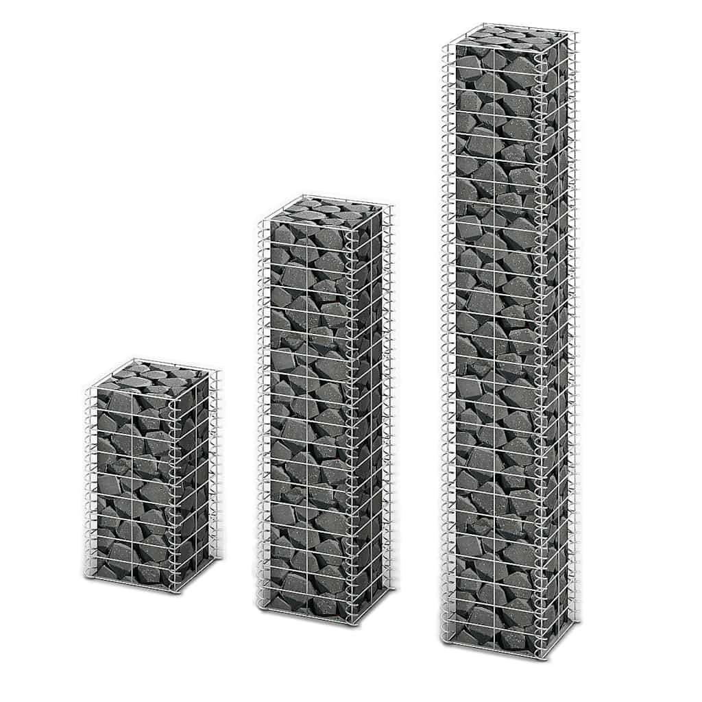 Gabion-/kivikorisarja, 3kpl, galvanoitu vaijeri, eri kokoja