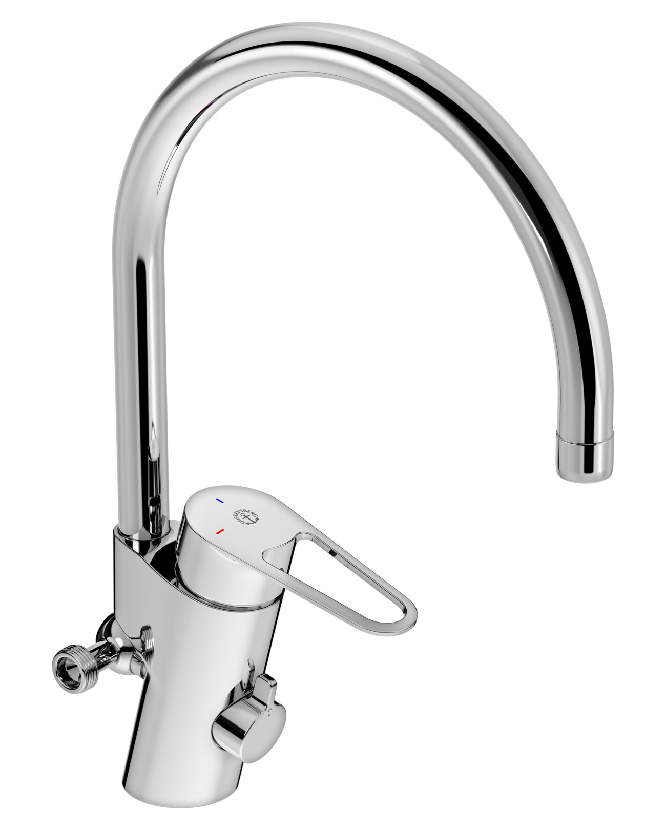 Keittiöhana Gustavsberg New Nautic, korkea juoksuputki, asennettu yläliitäntään, energialuokka A, 6l/m, kromi