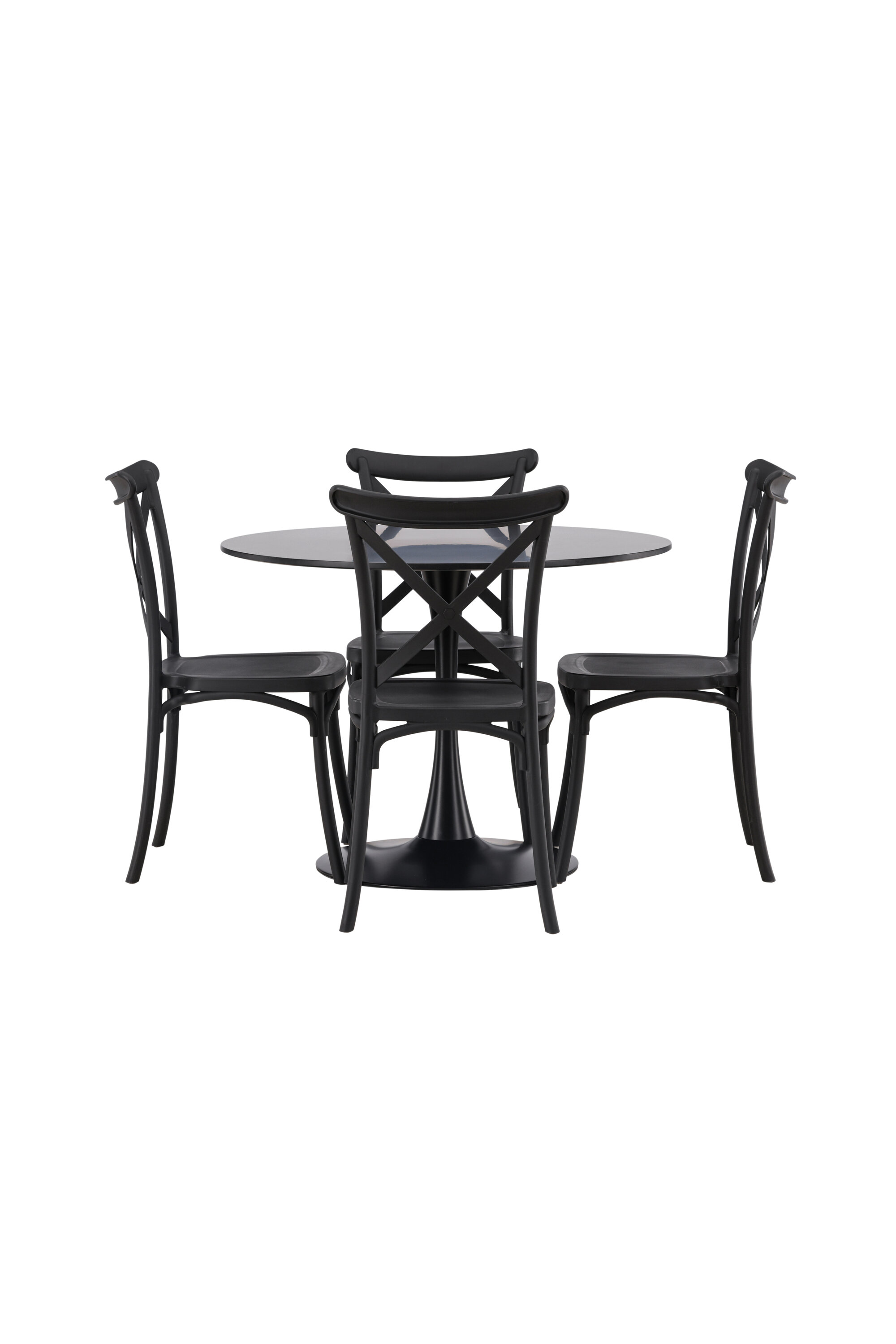 Ruokailuryhmä Venture Home Glade/Crosett, Ø100 cm pöytä + 4 tuolia, musta