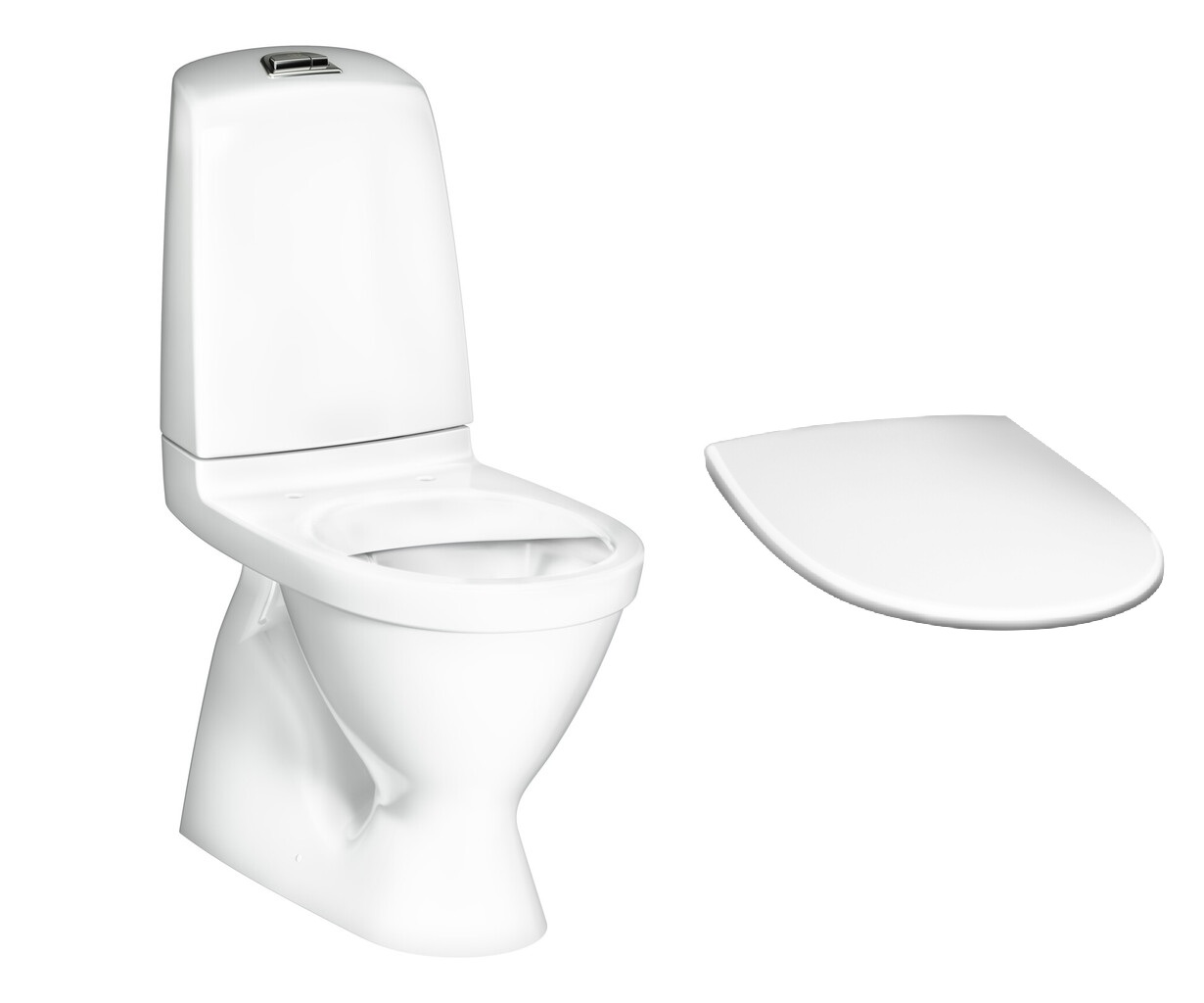 WC-istuin Gustavsberg 1500, piilo S-lukko, Hygienic Flush, Duo-huuhtelu, istuinkannella, kiinnitys liimaamalla, valkoinen