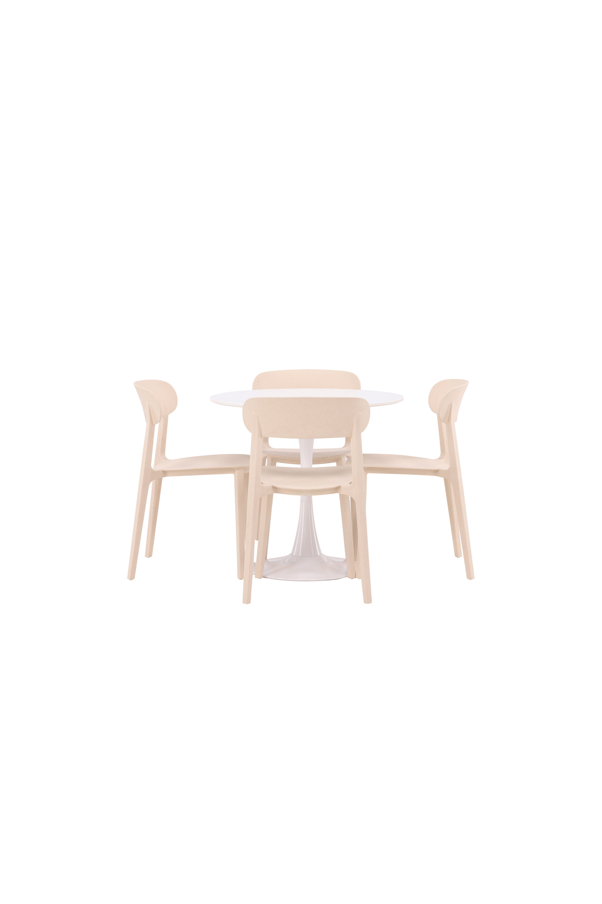 Ruokailuryhmä Venture Home Hamden/Åstol, Ø80 cm pöytä + 4 tuolia, valkoinen/beige