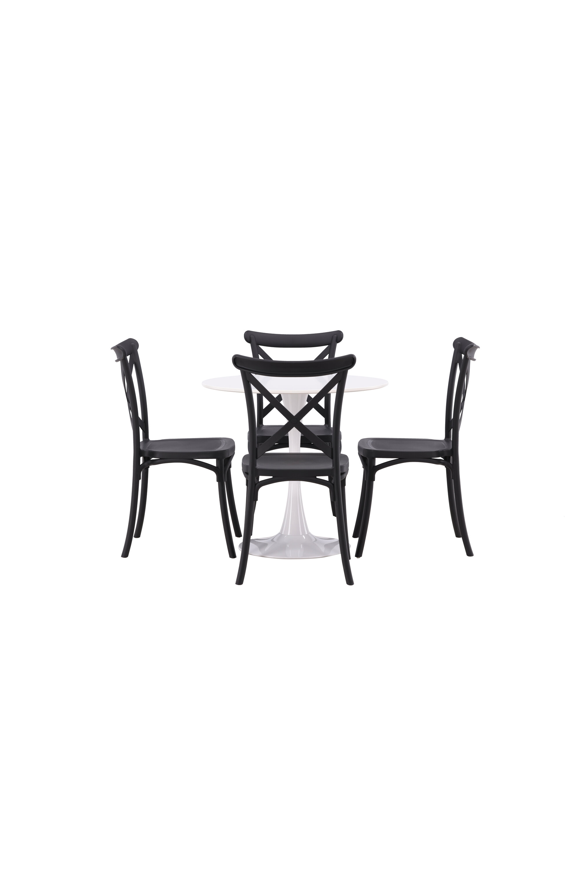 Ruokailuryhmä Venture Home Hamden/Crosett, Ø80cm pöytä + 4 tuolia, valkoinen/musta