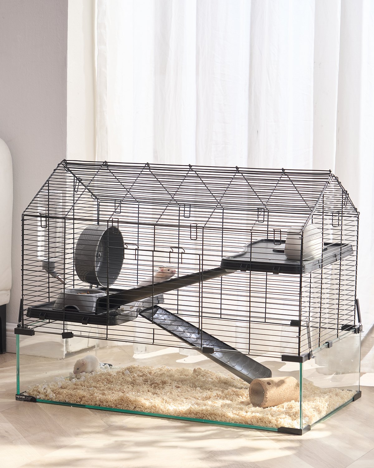 Hamsterihäkki North Craft JM-XC-088, 84x53x27cm, Läpinäkyvä, Musta
