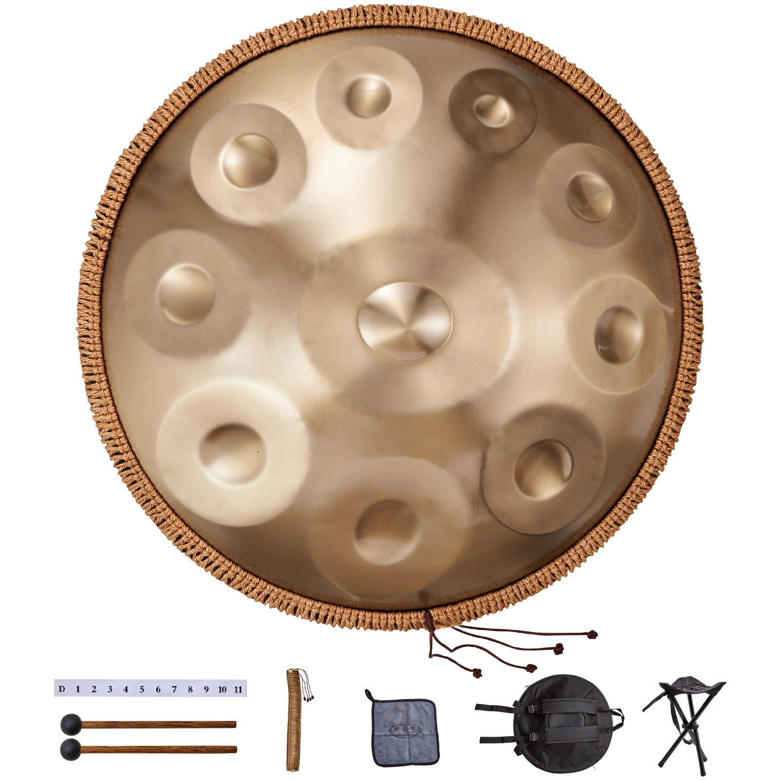 Handpan-rumpu North Craft, 55.9cm, 10-sävelet, D-molli, kulta