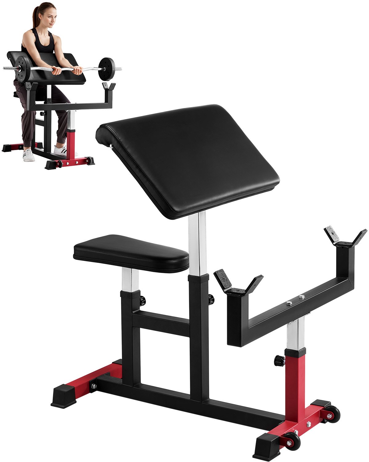 Hauispenkki North Craft AX1010, 91x57cm, 200kg, musta/punainen