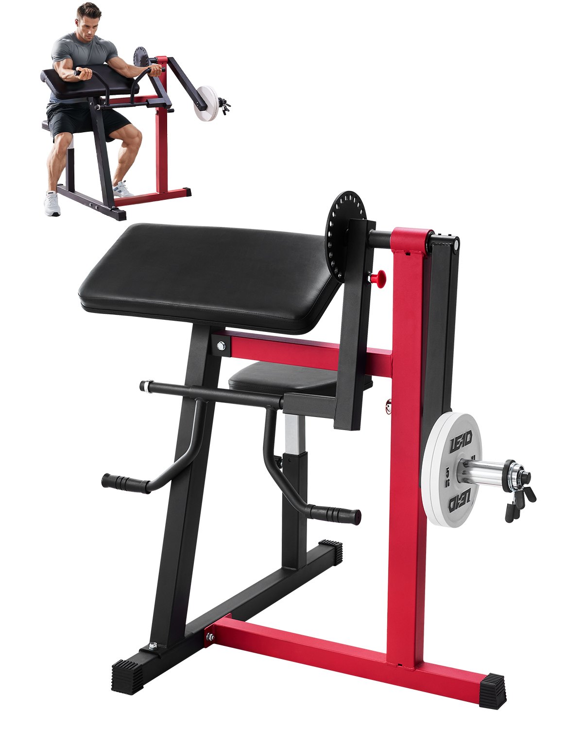 Hauispenkki North Craft Msy1, 2-in-1 Bicep Tricep, 111x79x21cm, musta/punainen