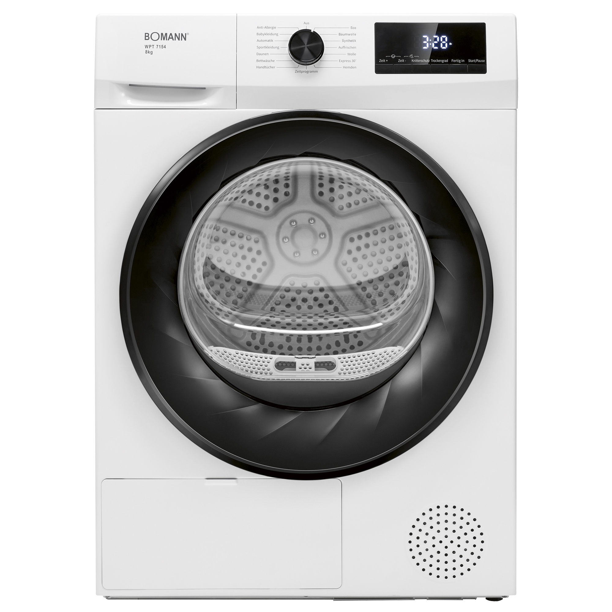 Lämpöpumppukuivausrumpu Bomann WPT7154W, 8kg, valkoinen