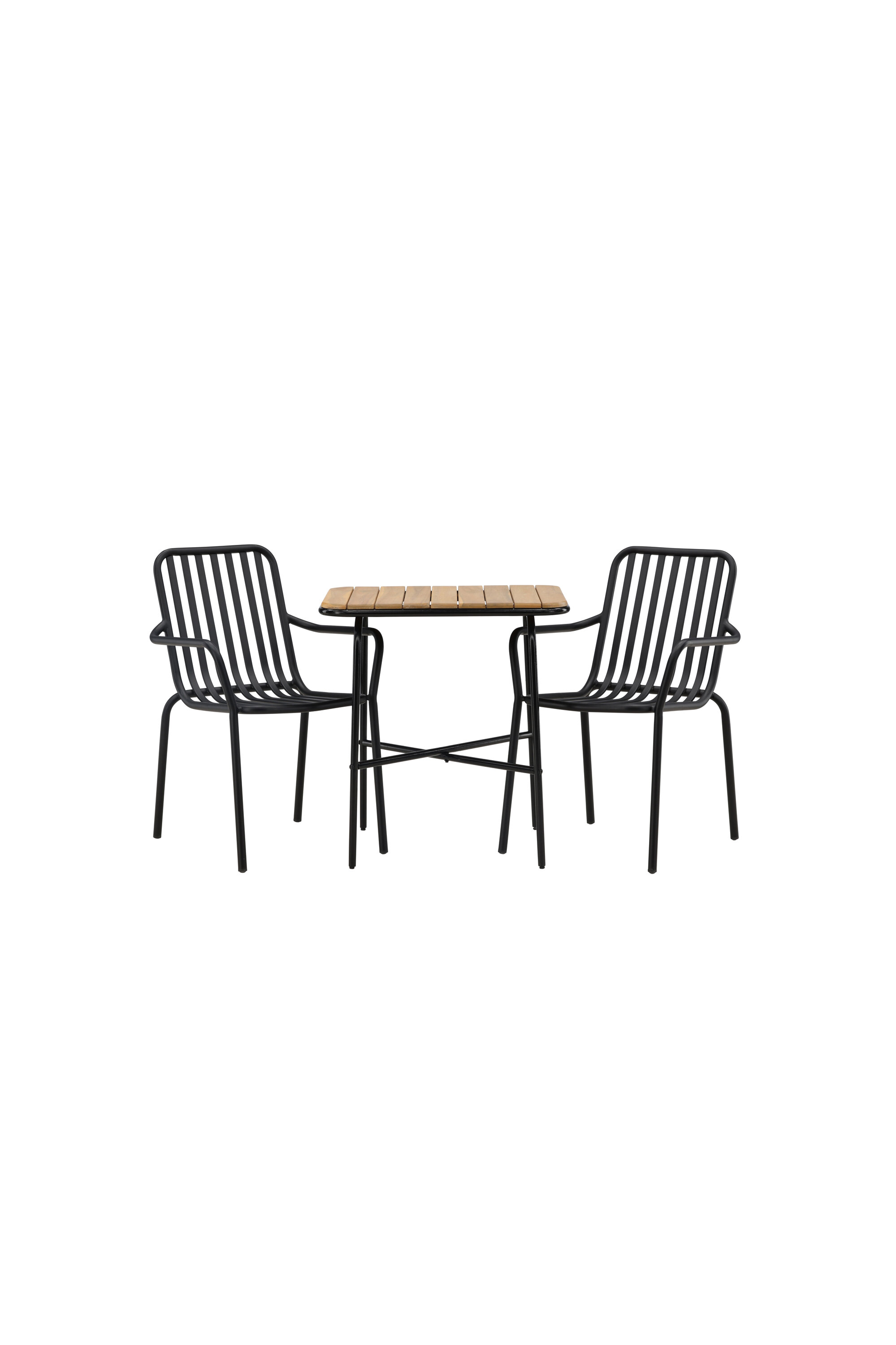 Parvekesetti Venture Home Holmbeck/Peking, 74x70x55 cm pöytä + 2 tuolia, musta
