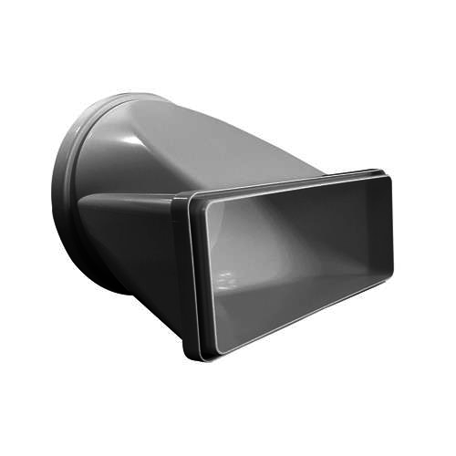 Faber-sovitin suorakulmaisesta 220 x 90 mm:n kanavasta pyöreään 150 mm:n putkeen