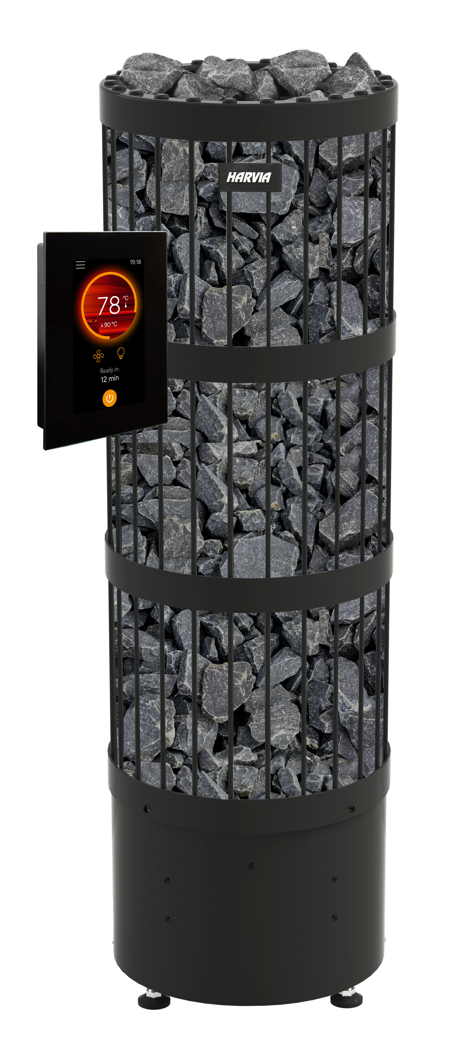 Sähkökiuas Harvia Legend PO110FC, 10,8 kW, 9-18 m³, erillinen ohjaus, Fenix WiFi, musta