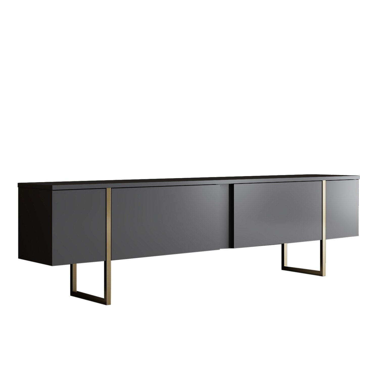 Olohuoneen kalustesetti Valento Furniture Luxe Set, 180x30x47cm TV-taso, 90x39x40cm sohvapöytä, antrasiitti, kulta
