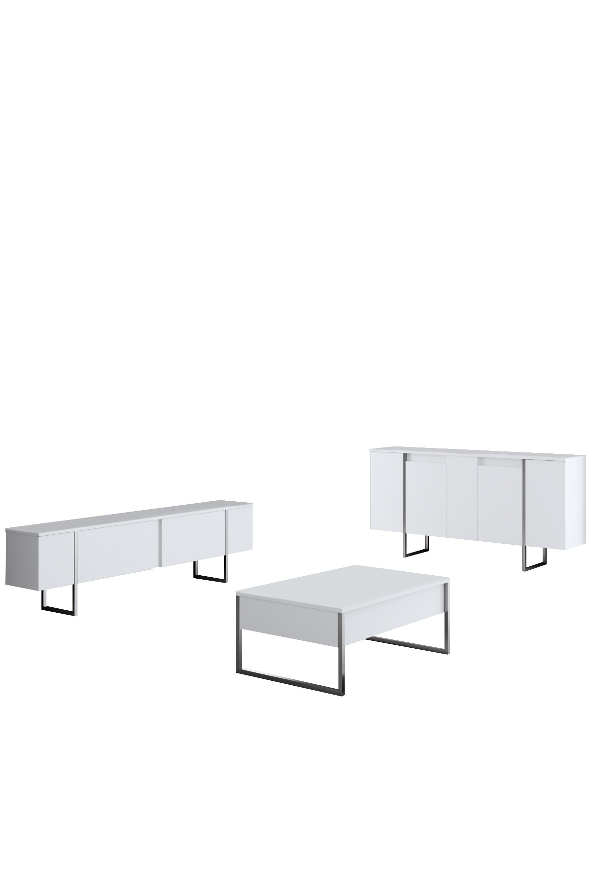 Olohuoneen kalustesetti Valento Furniture Luxe, Valkoinen ja Hopea