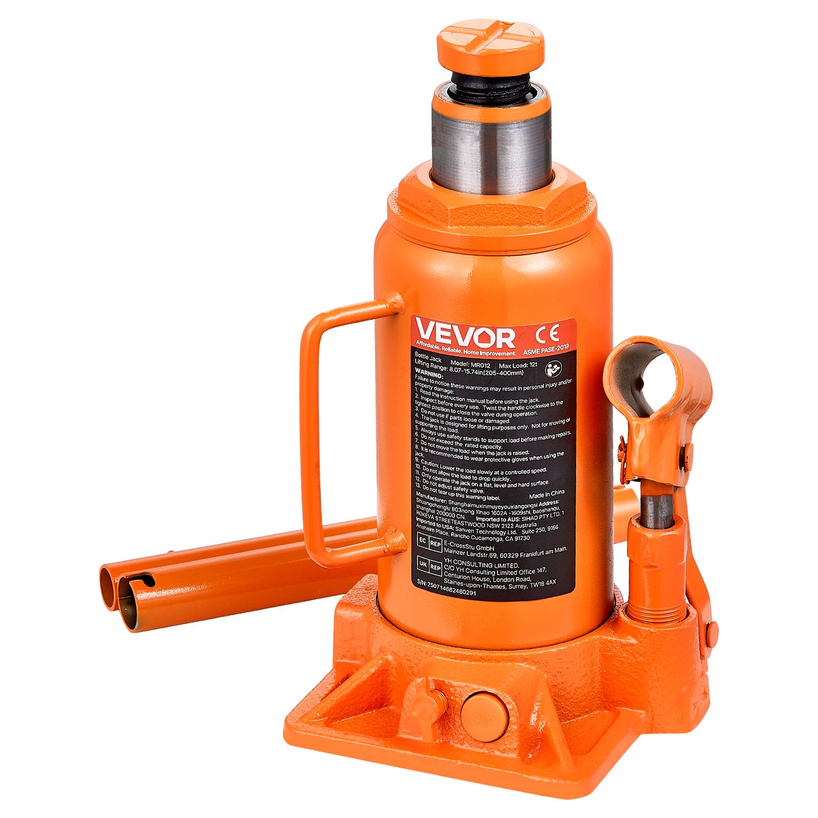Hydraulinen pullotunkki North Craft MR012, 12t, 205–400mm, oranssi