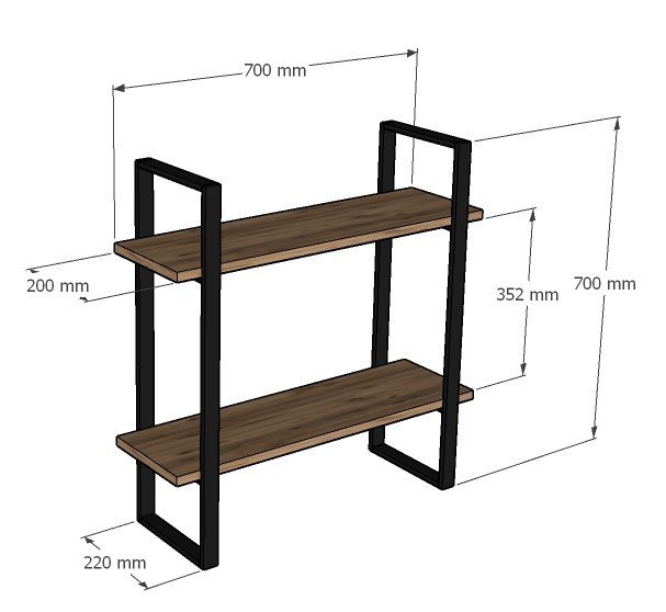 Seinähylly Valento Furniture Buba, Sapphire Oak / Musta