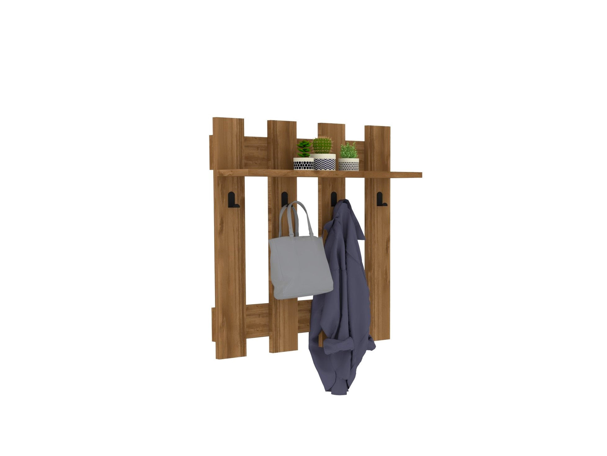 Seinäkiinnitteinen rekki Valento Furniture Carina, 70x70cm, pähkinäpuu
