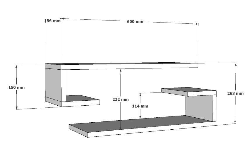 Seinähylly Valento Furniture Eldo, Leveys: 60 cm, Korkeus: 15 cm, Safiiritammi