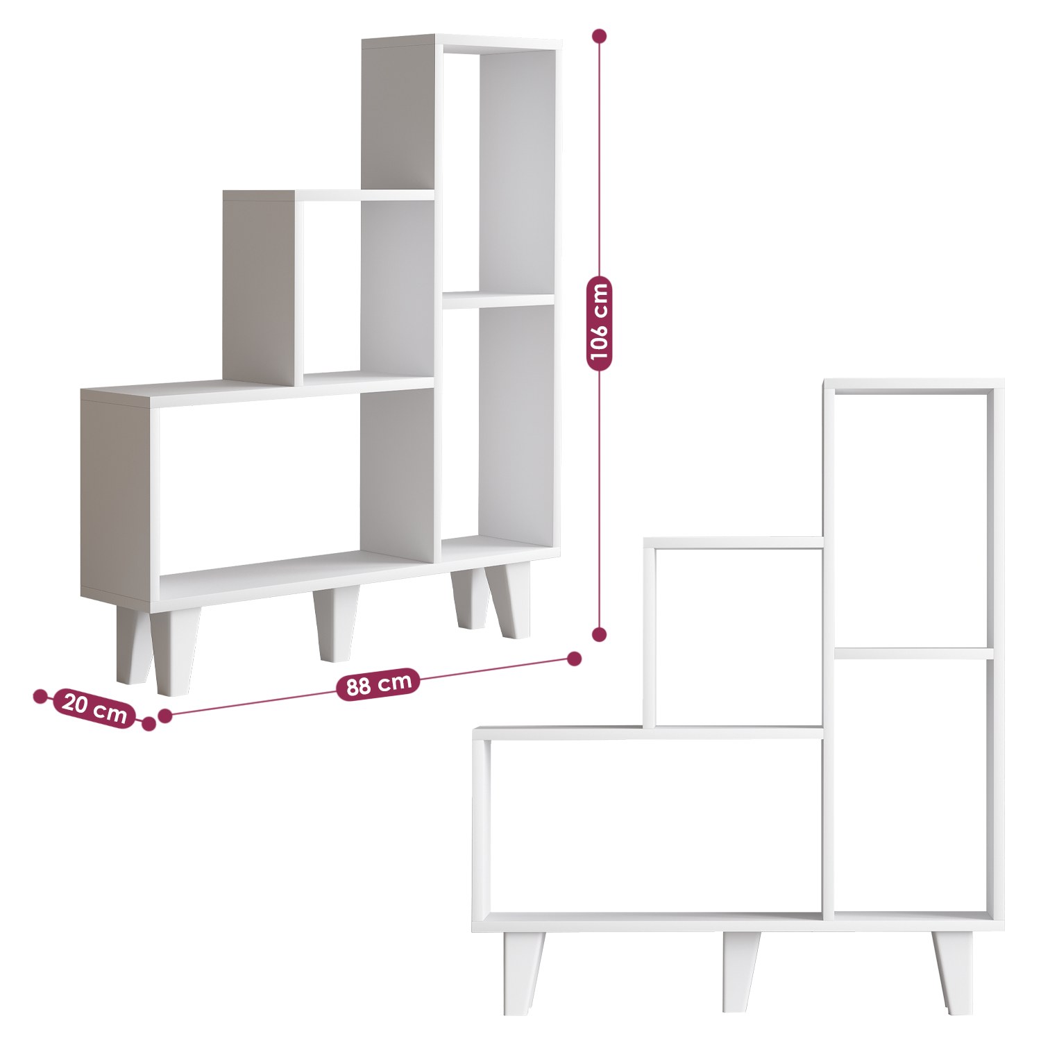 Kirjahylly Valento Furniture Nisa, 88x106cm, valkoinen