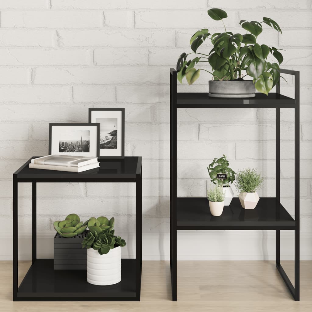 Hyllylevyt 8 kpl korkeakiilto musta 40x40x1,5 cm