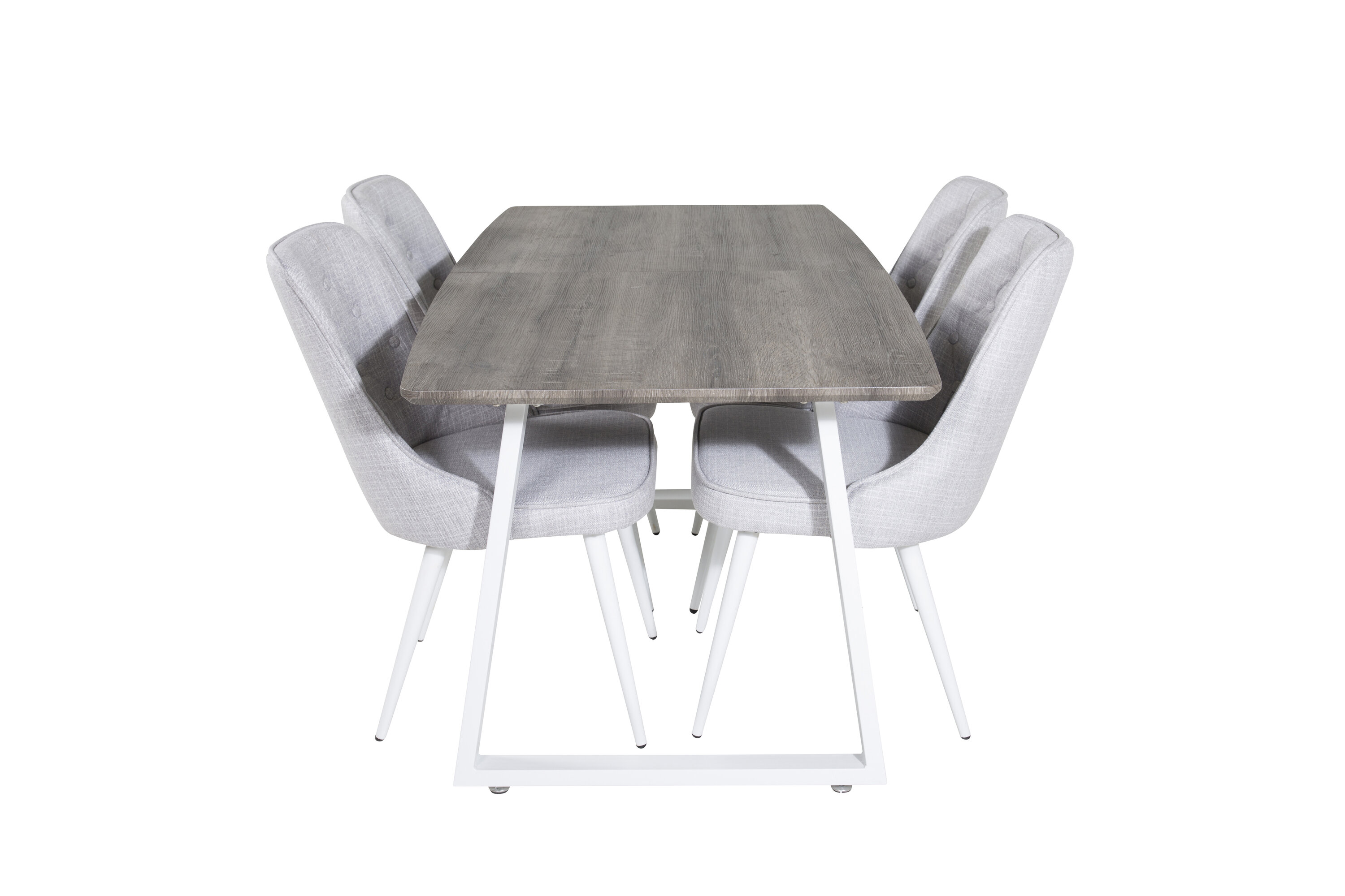 Ruokailuryhmä Venture Home Inca/Velvet Deluxe, 160x85cm pöytä + 4 tuolia, harmaa/vaaleanharmaa/valkoinen