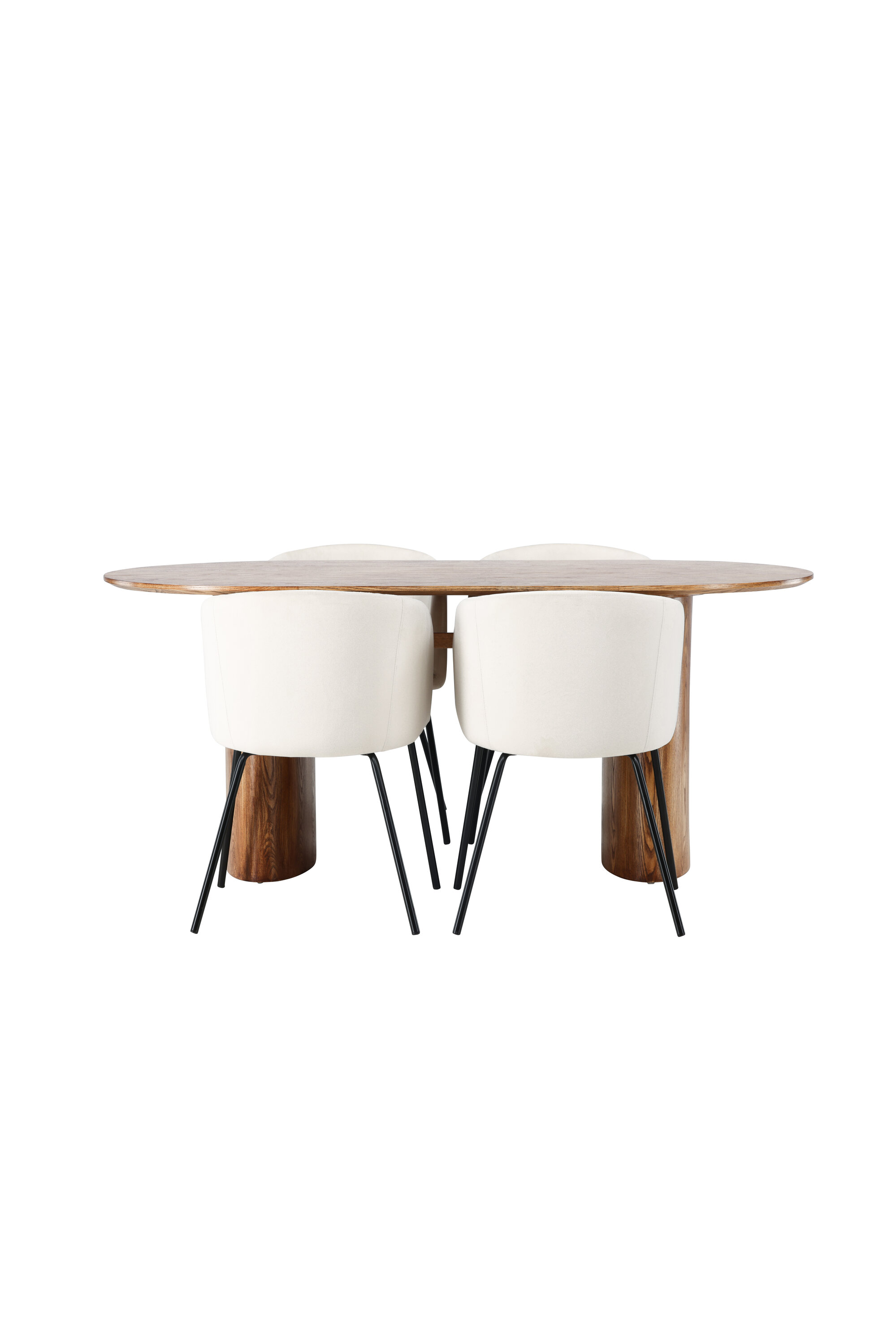Ruokailuryhmä Venture Home Isolde/Berit, 140x75 cm pöytä + 4 tuolia, ovaali, ruskea/musta/beige