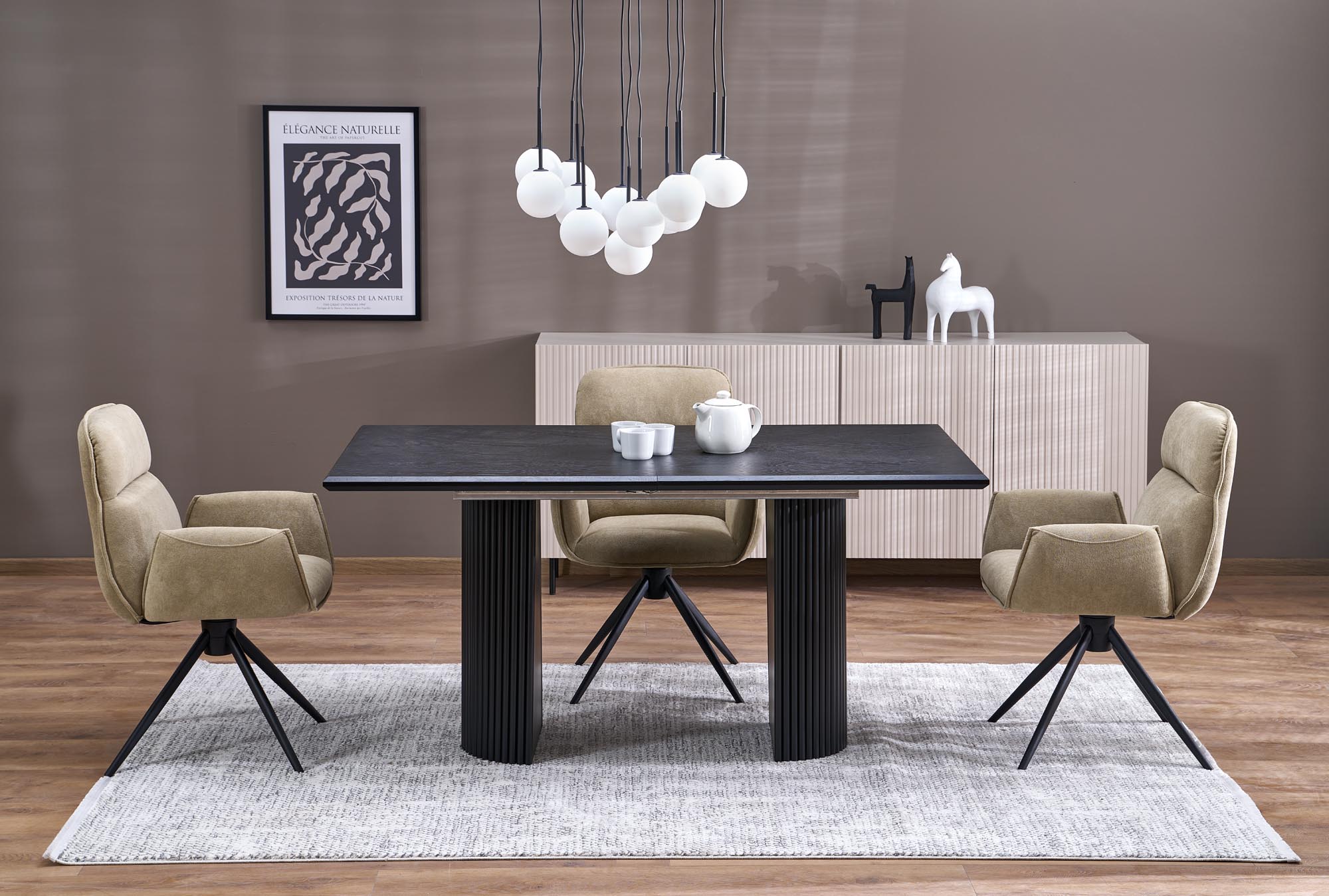Jatkettava ruokapöytä Halmar BOLERO, 160/250x90cm, musta