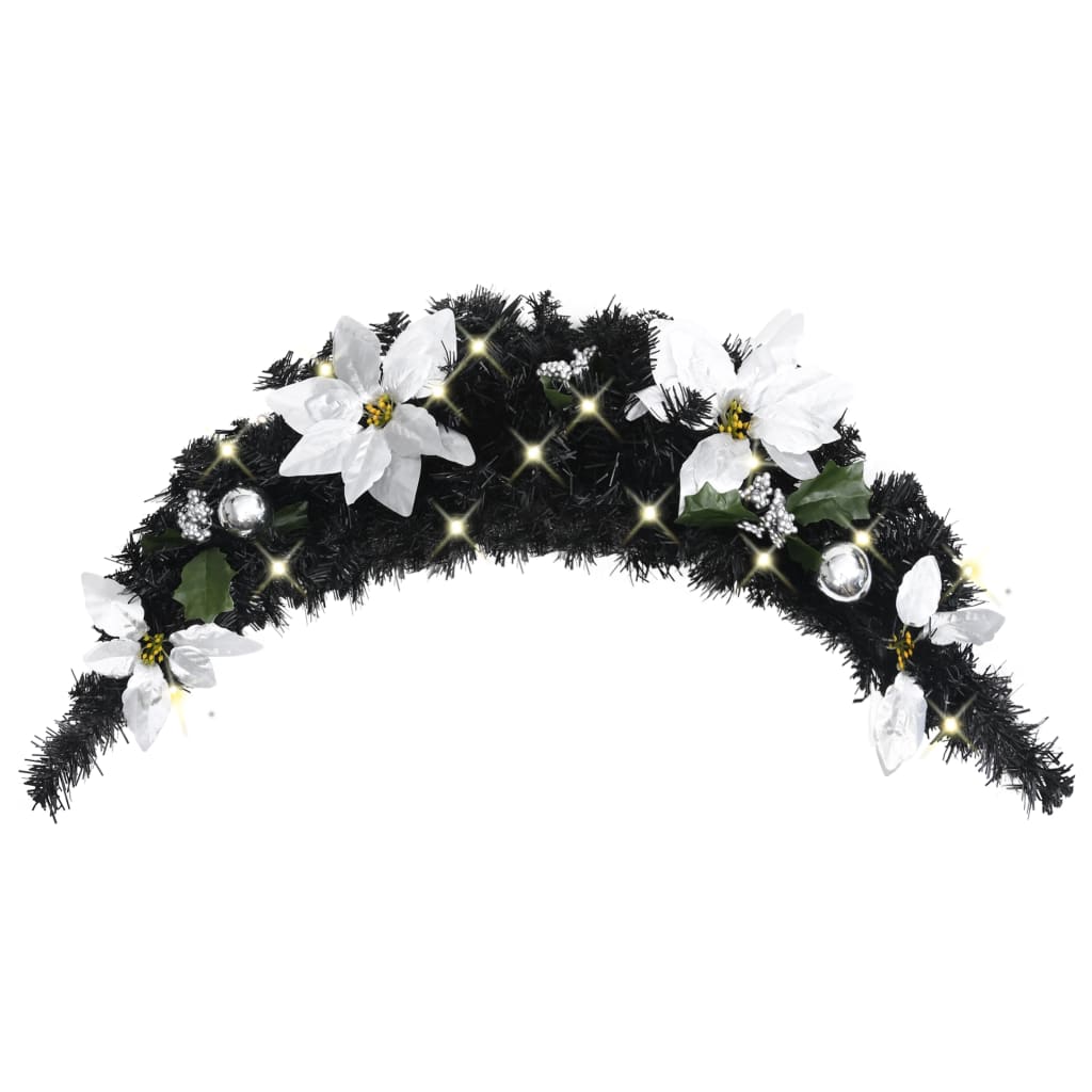 Joulukaari LED-valoilla, musta, 90cm, PVC