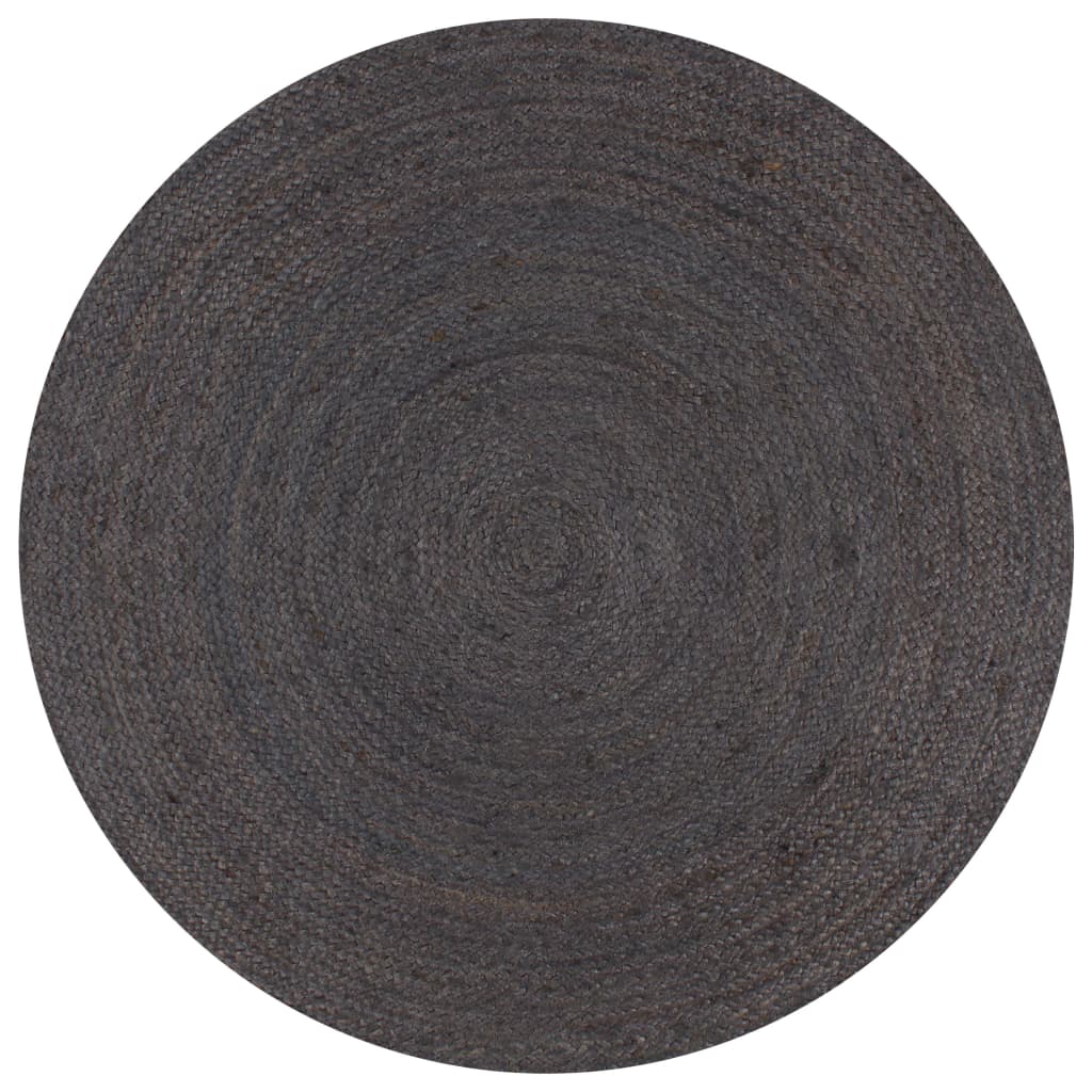 Juuttimatto, Ø120cm, käsinkudottu, tummanharmaa