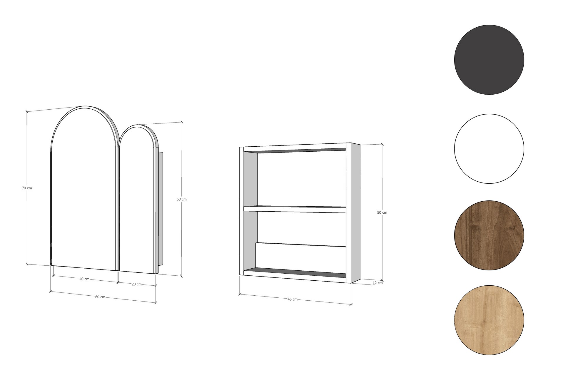 Kylpyhuoneen kaappi Valento Furniture Classe,50x45x12 cm, Musta