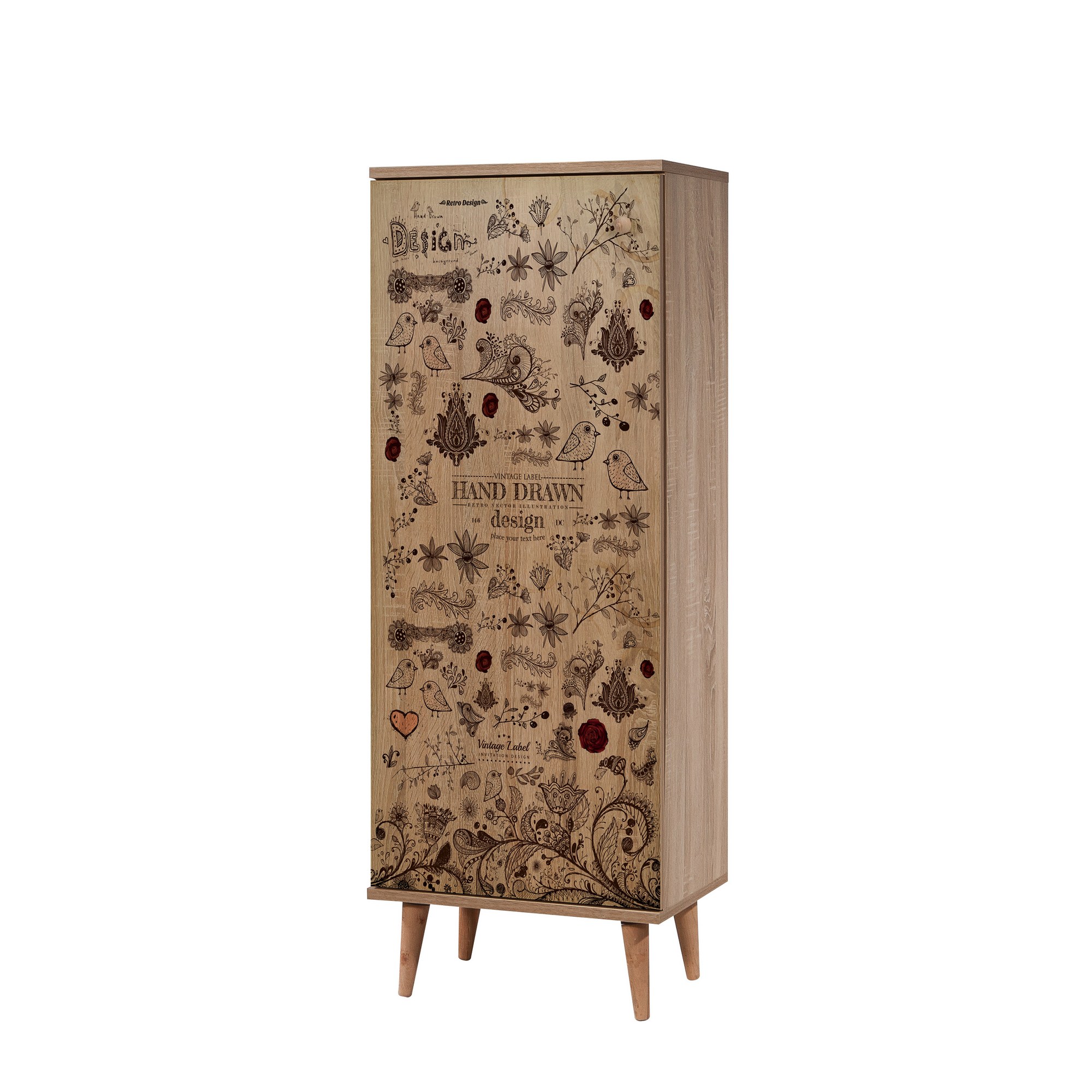 Kenkäkaappi Valento Furniture Filinta-731, 50x38x135cm, Sonoma Oak