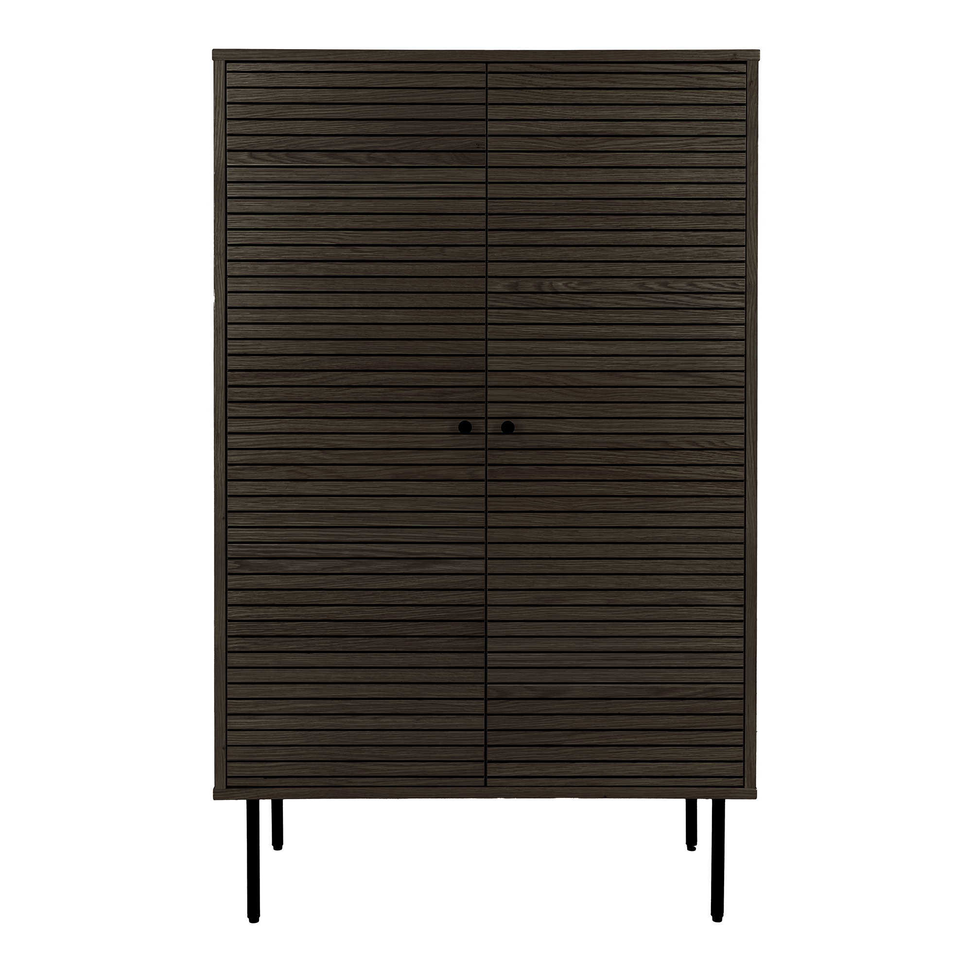 Kaappi House Nordic Kyoto, 2 ovea, tammiviilu, savustettu, mustat metallijalat, 80x40x130 cm