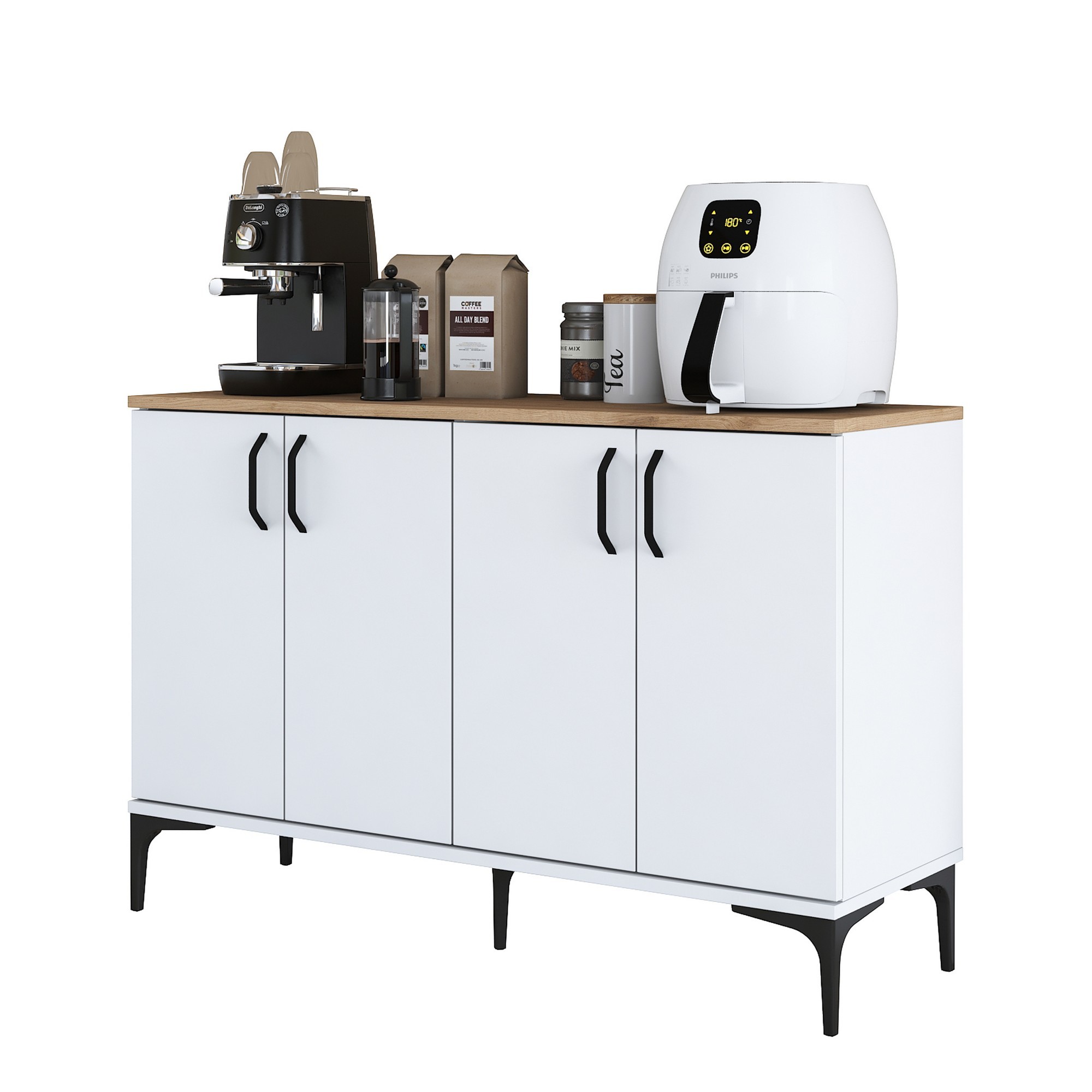 Kaappi Valento Furniture JE162, valkoinen/pähkinäpuu