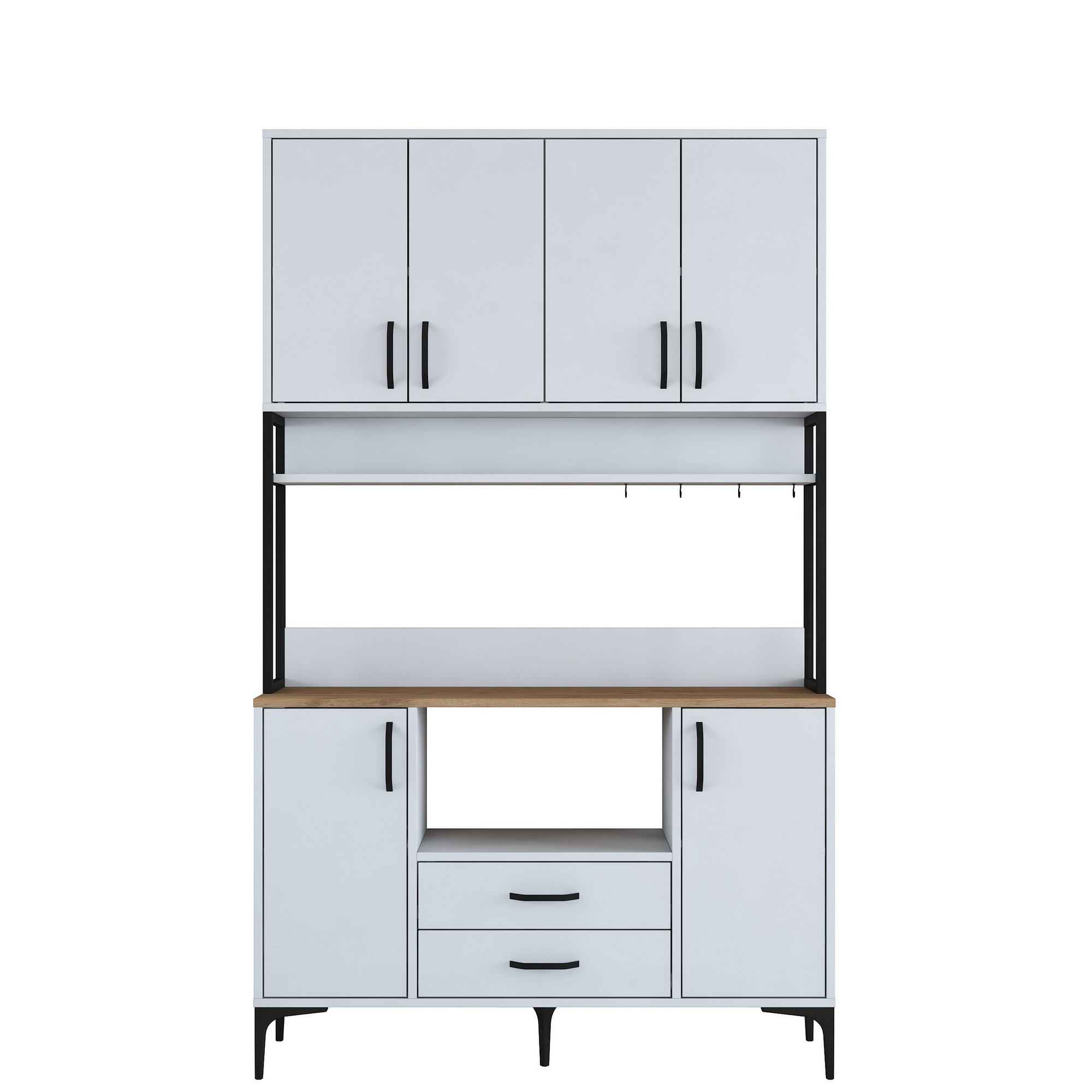 Kaappi Valento Furniture JE169, valkoinen/pähkinäpuu