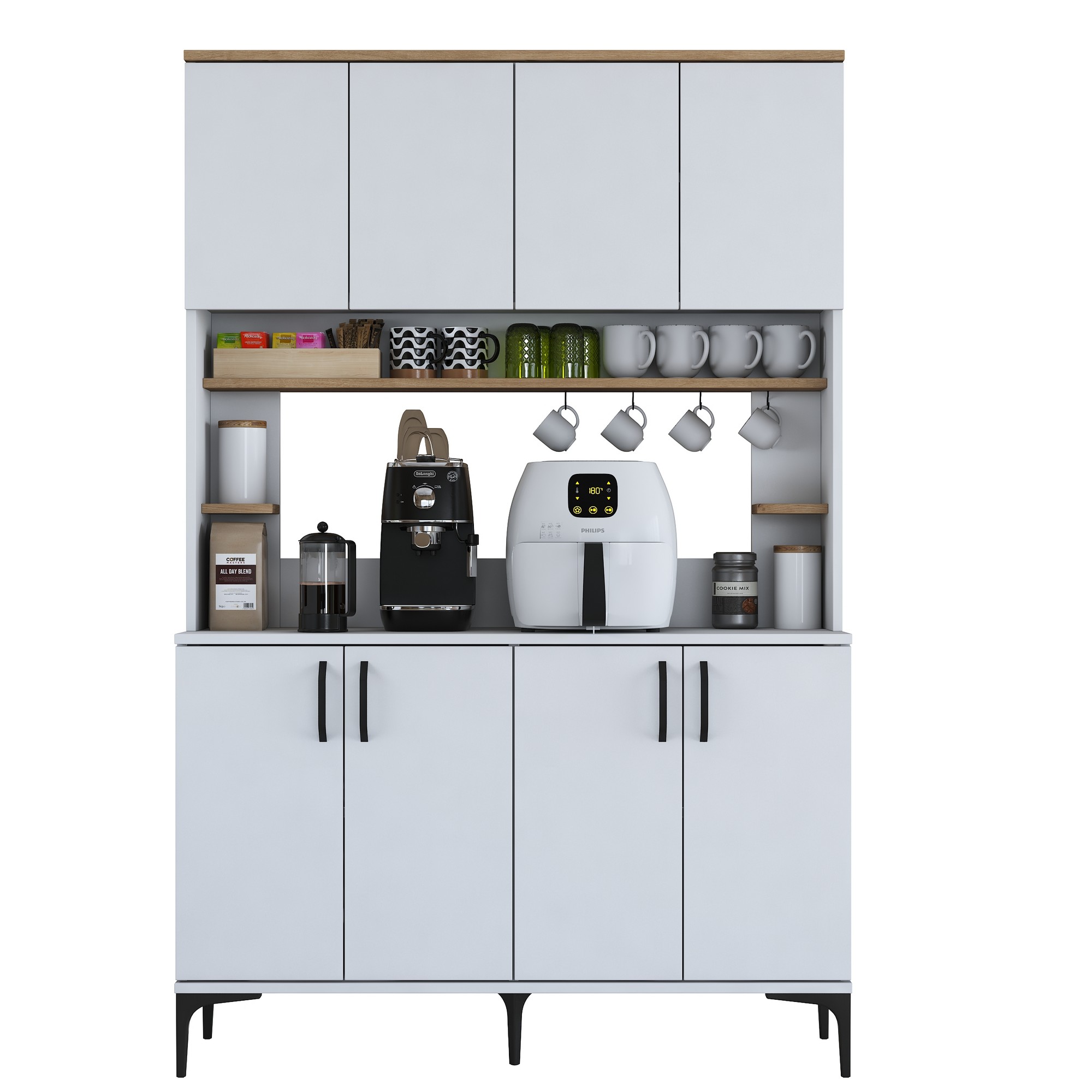 Kaappi Valento Furniture JE176, valkoinen/pähkinäpuu