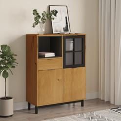 Kaappi lasiovella FLAM 92x40x122,5 cm täysi mänty