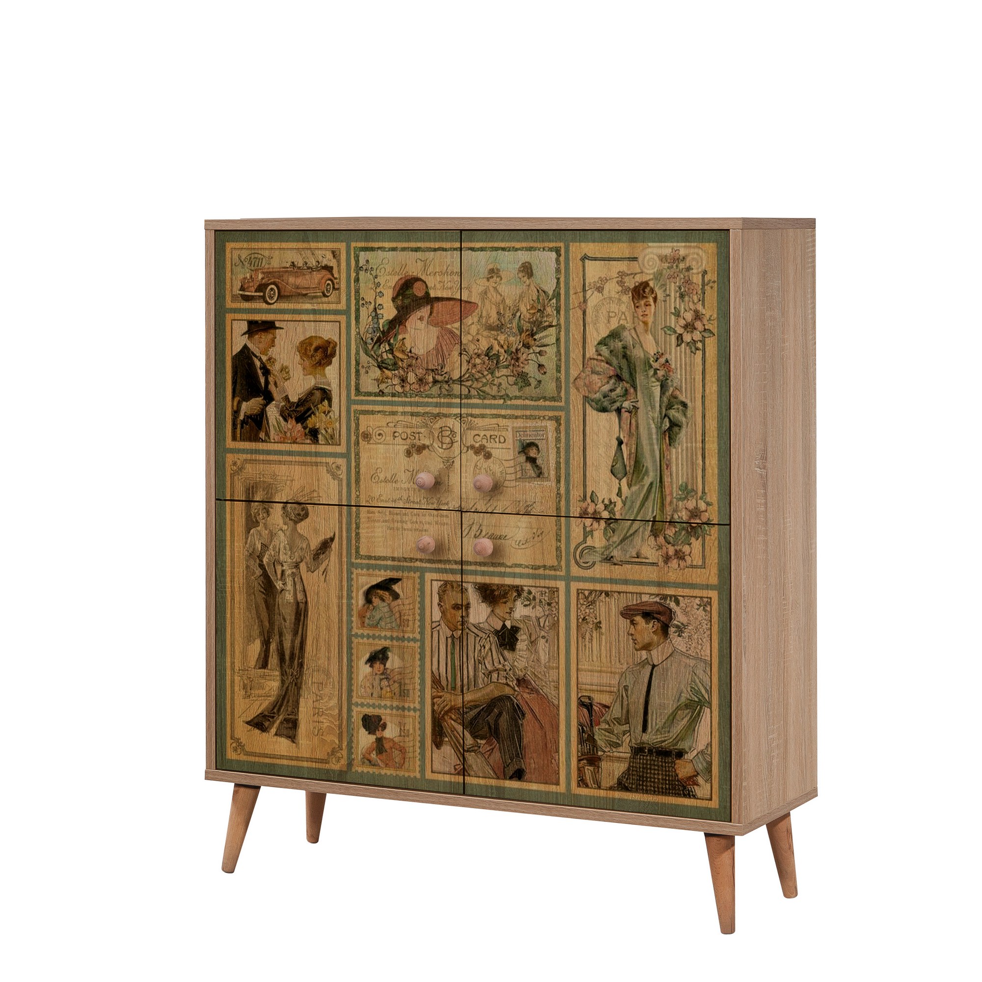 Kaappi Valento Furniture Multilux-732, 95x111cm, Sonoma Oak