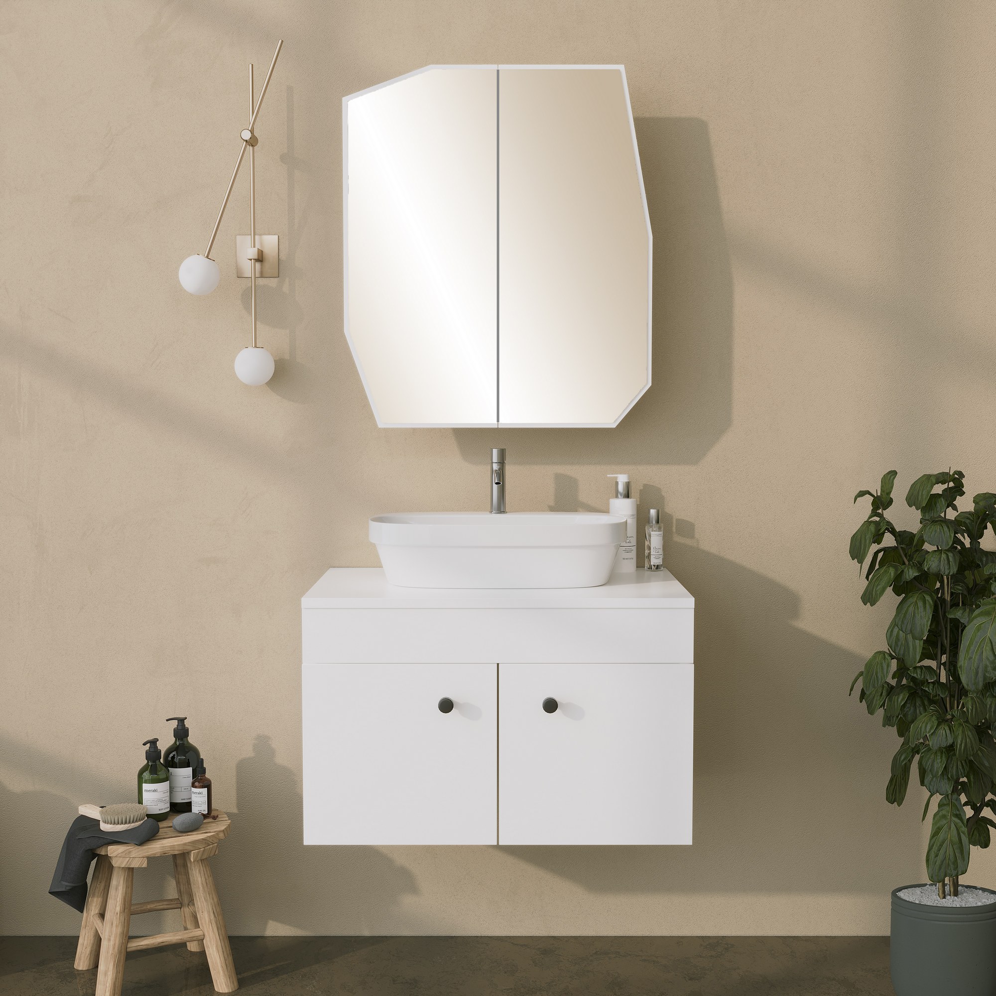 Kylpyuhuoneen Kaappi Valento Furniture Quartz, 12x45x50cm, Valkoinen