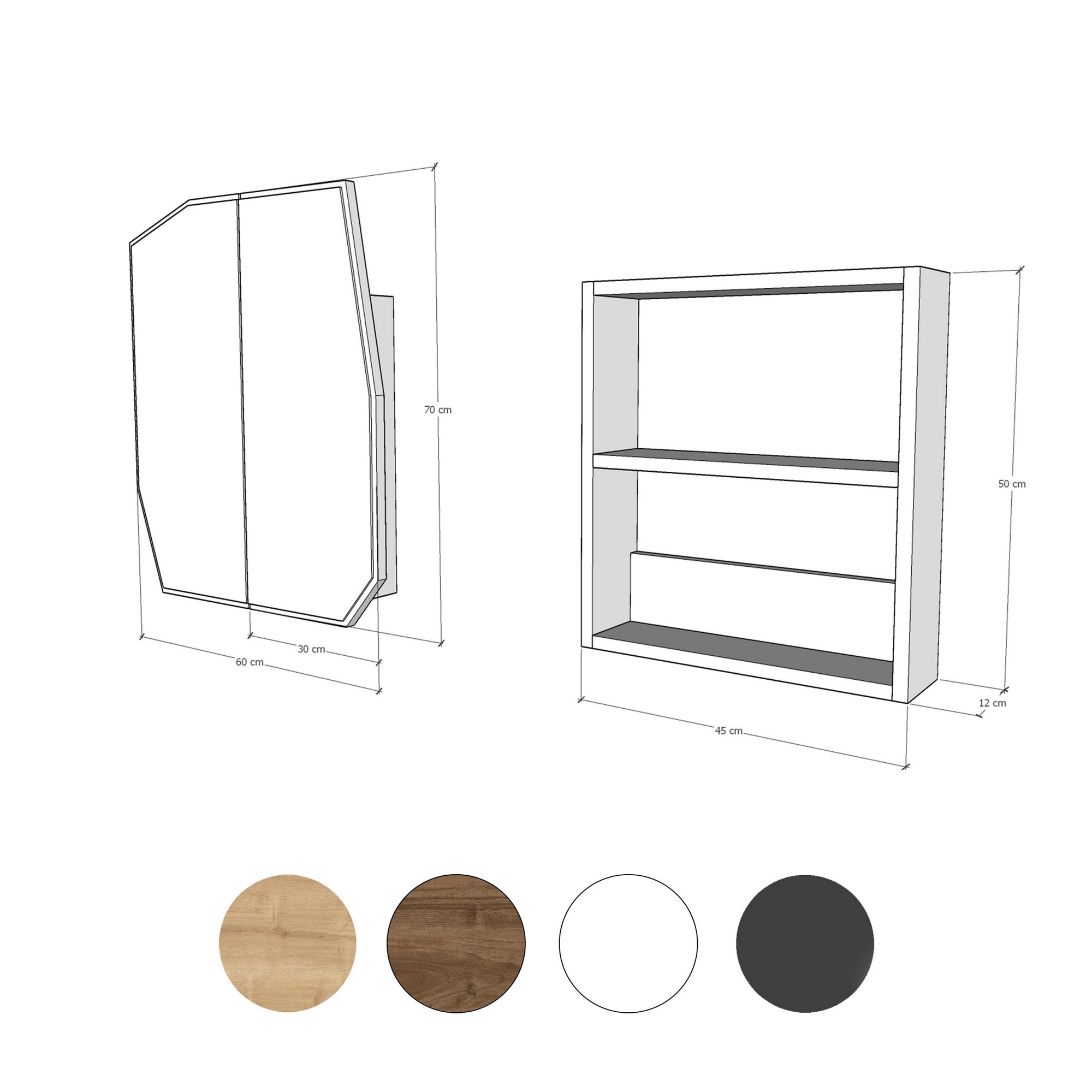 Kylpyuhuoneen Kaappi Valento Furniture Quartz, 50x12x45cm, Musta