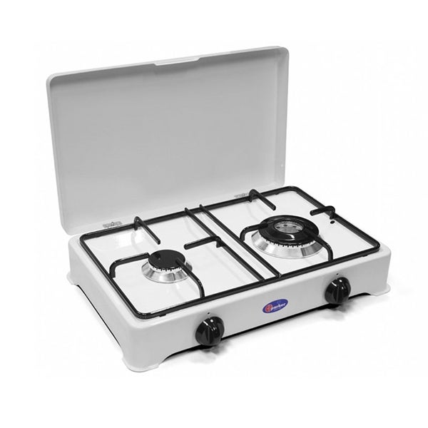 Kaasuliesitaso Parker Dual 4kW kahdella polttimolla, valkoinen