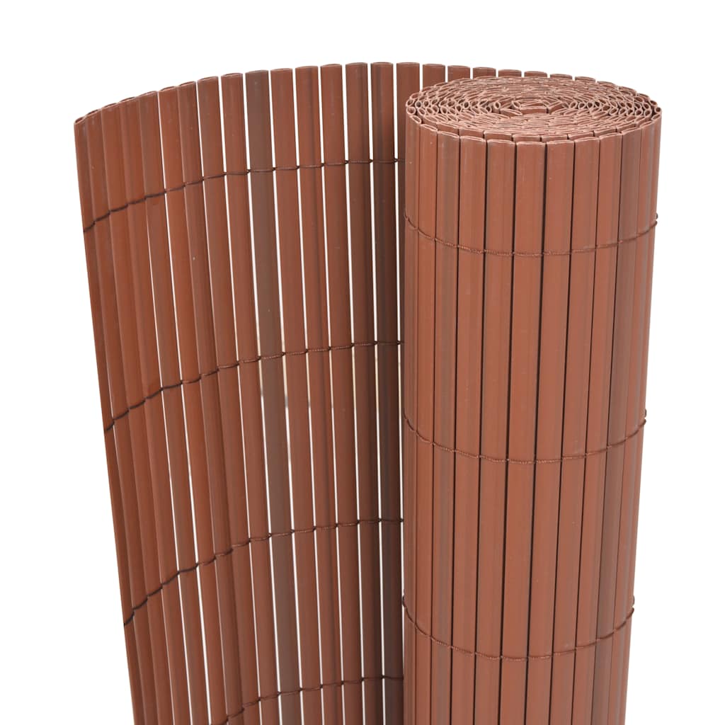Kaksipuolinen puutarha-aita, PVC, 90x300cm, ruskea