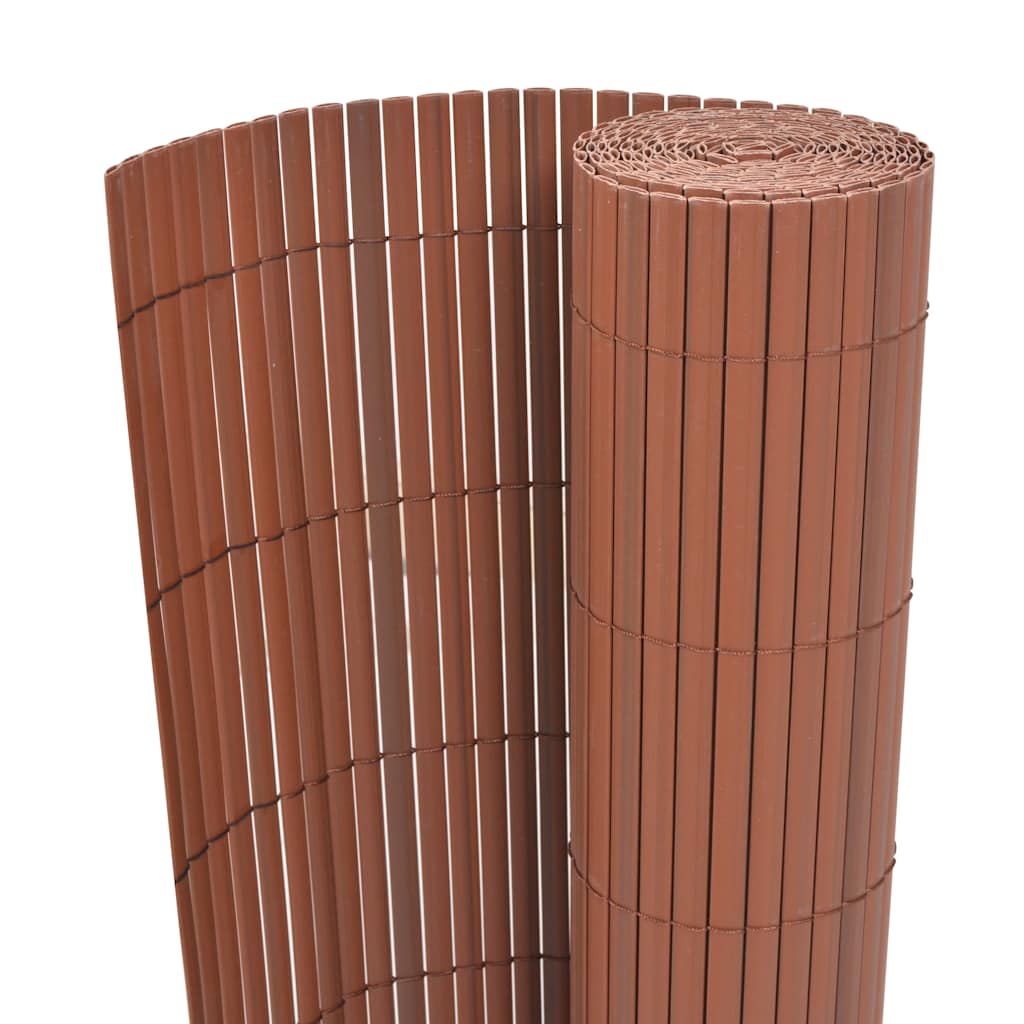 Kaksipuolinen puutarha-aita, PVC, 90x500cm, ruskea