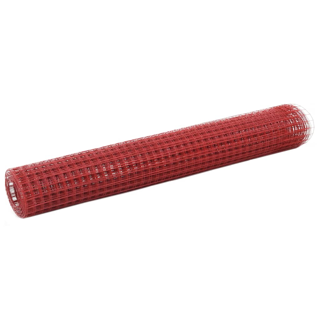 Kanaverkko 16x16mm, teräs, PVC pinnoitteella, 25x1m, punainen