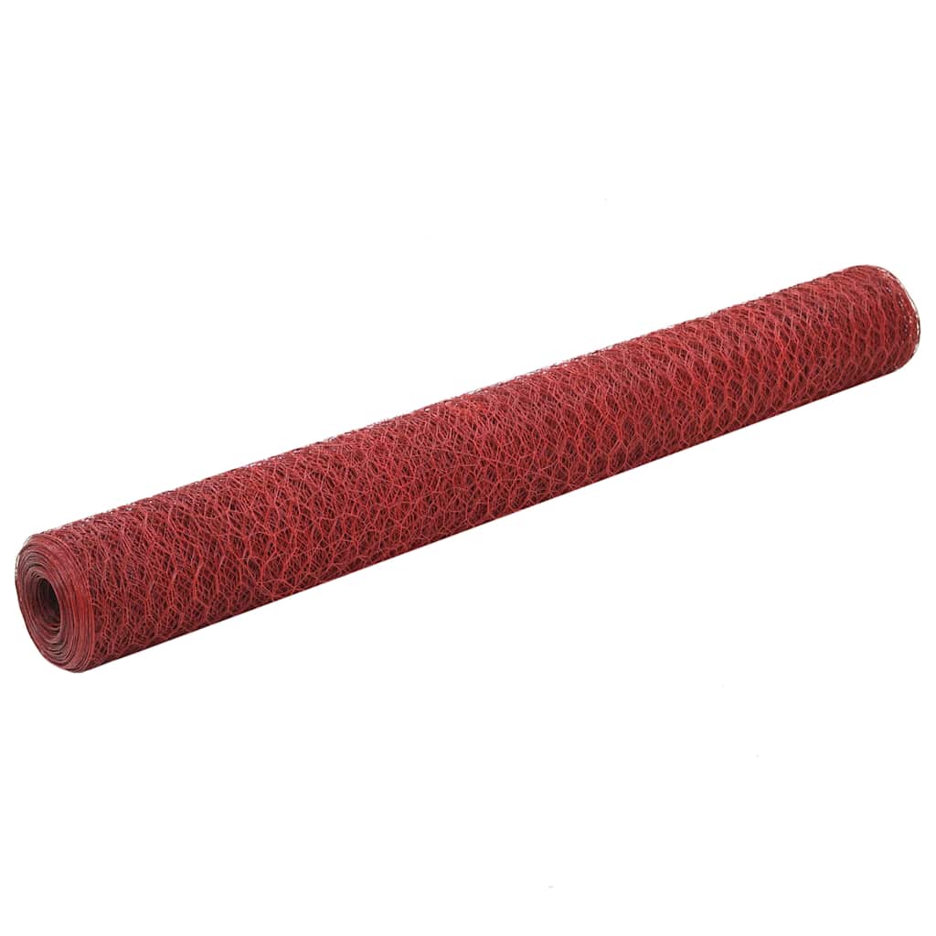 Kanaverkko teräs PVC pinnoitteella, silmäkoko 13mm, 25x1.2m, punainen