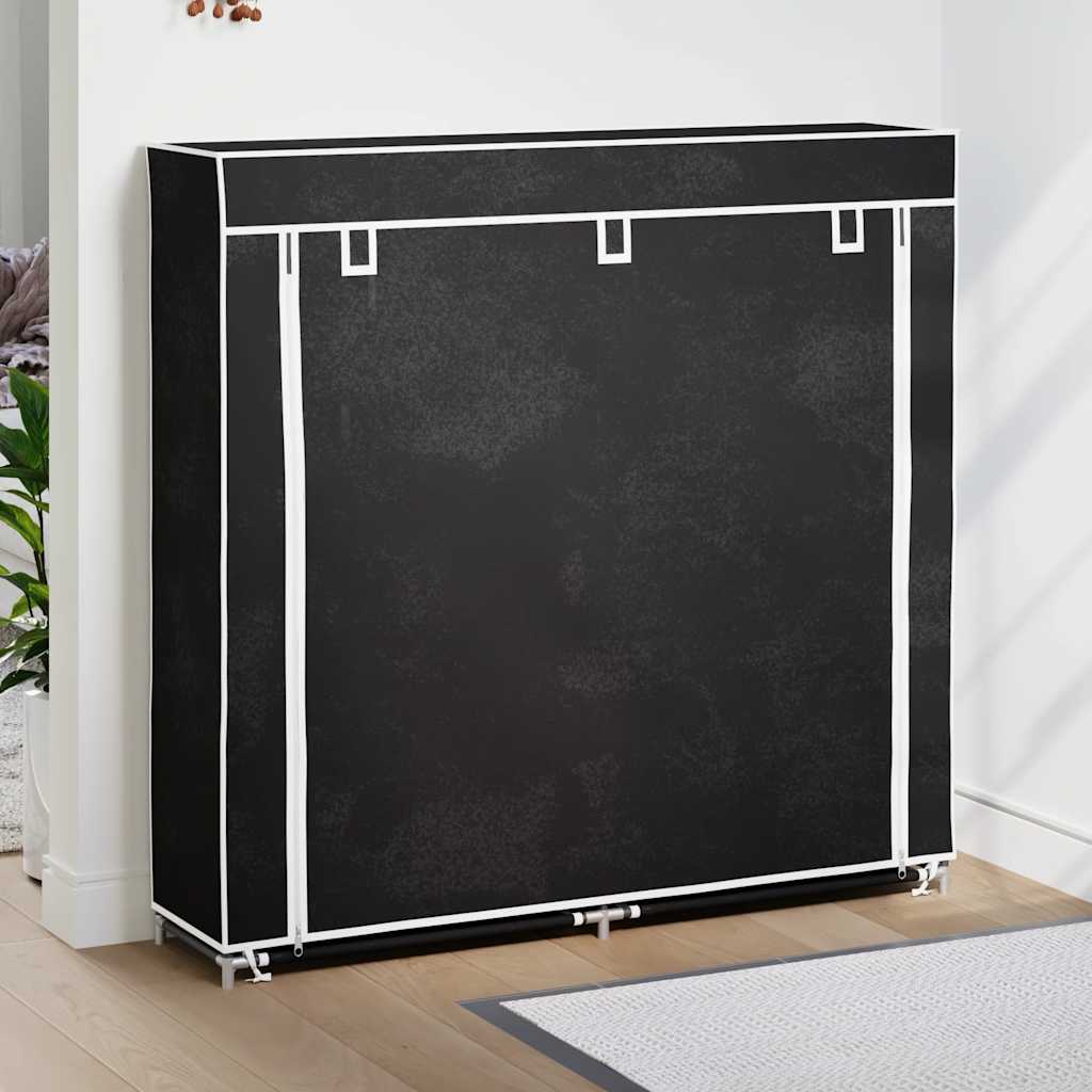 Kankainen kenkäkaappi ovella 115 x 28 x 110 cm musta