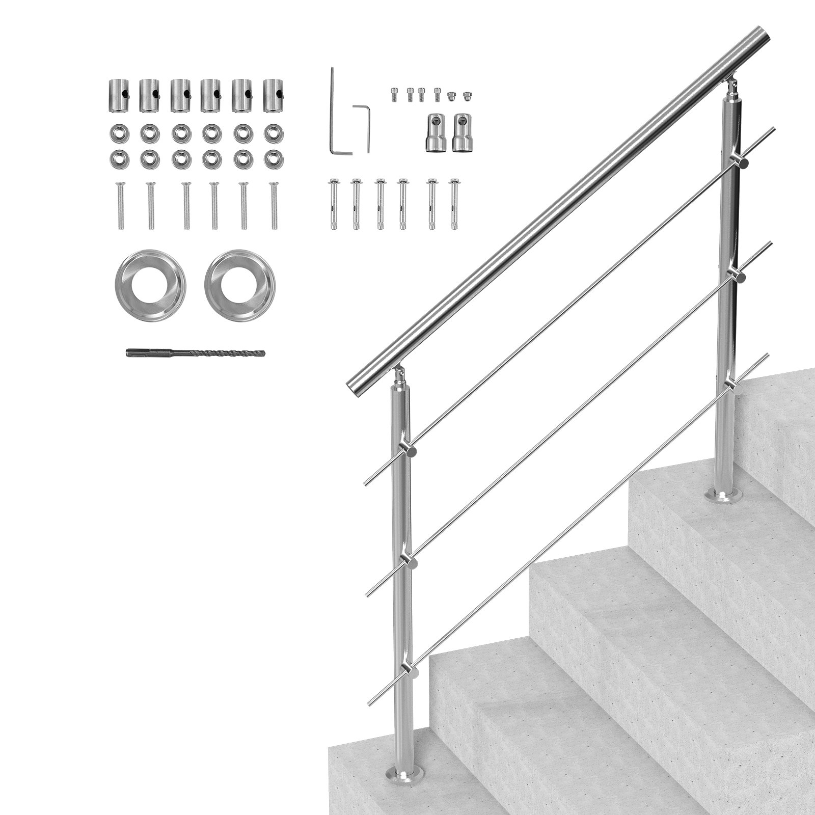 Käsijohde North Craft SSH-1S-120-3, 120cm, 3-vaakapuuta, Ruostumaton teräs, Hopea