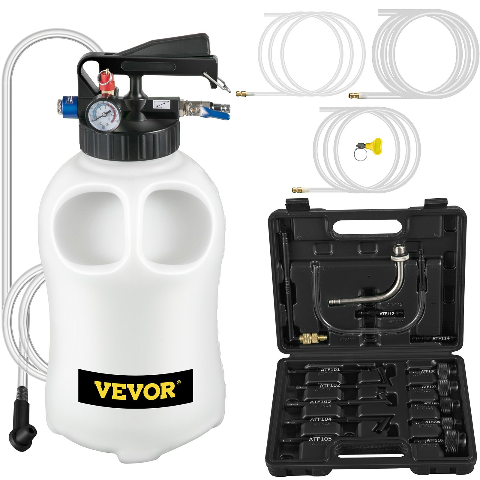 Käsikäyttöinen vaihteistoöljyn täyttölaite North Craft ATF, 10L, 2-suuntainen, 14 adapteria