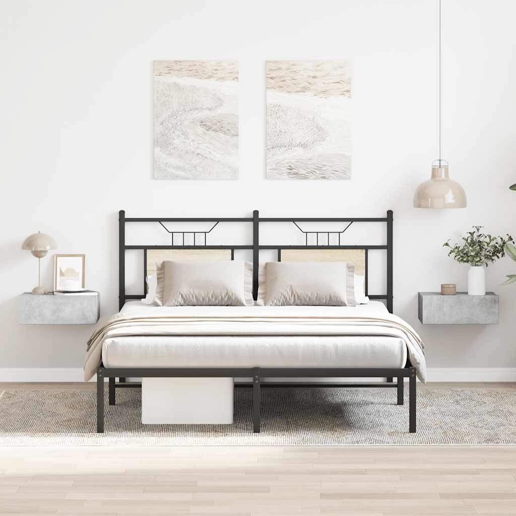 Kelluvat yöpöydät 2 kpl betoninharmaa 40x30x15 cm lastulevy